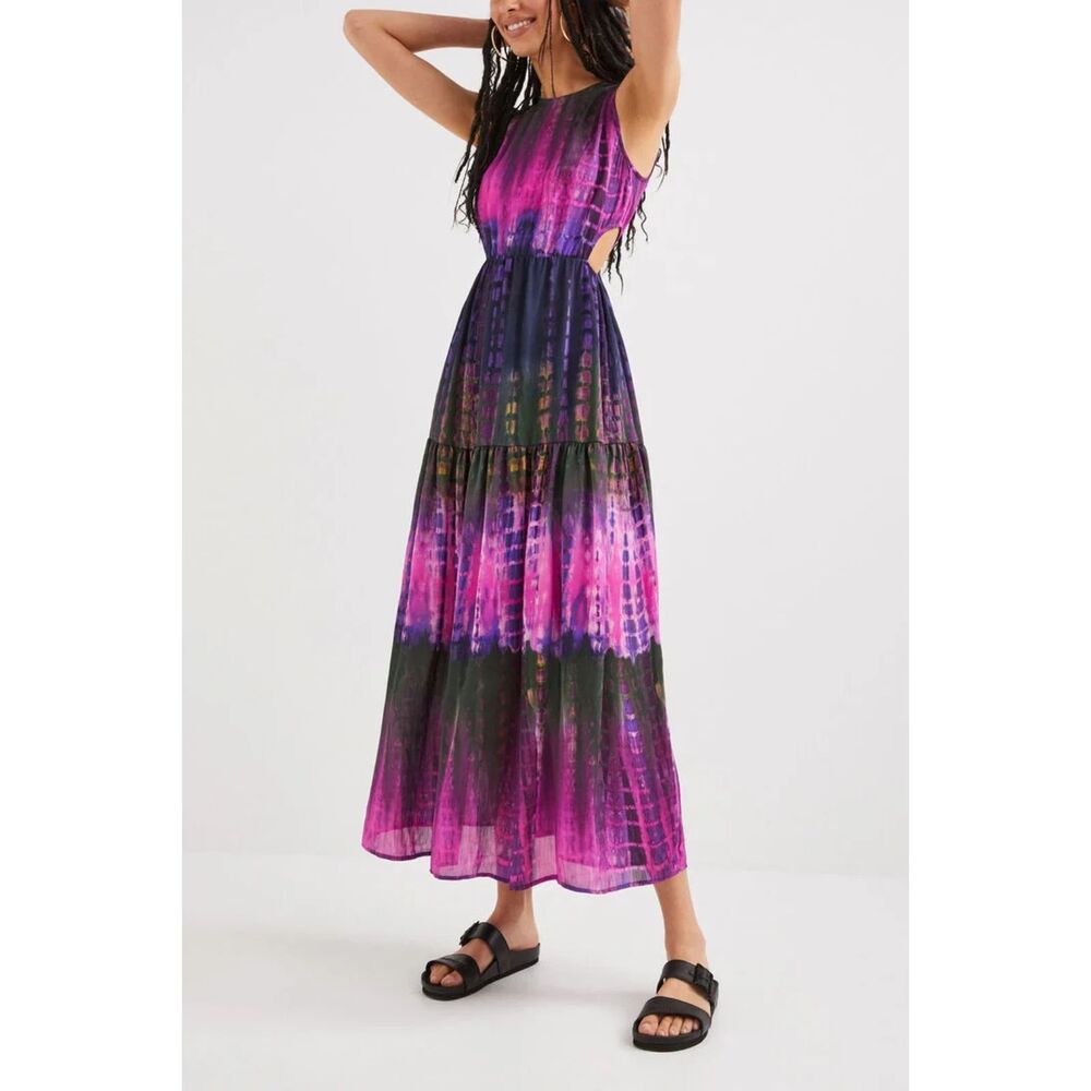 Desigual August Tie-Dye Maxi Dress NWT Size L Boho Festival Resort